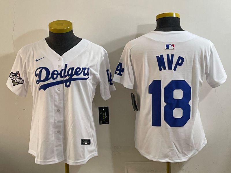 Women Los Angeles Dodgers #18 Mvp White Game 2026 Nike MLB Jersey style 01